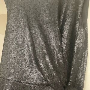 Tahari Black Sequin Midi Dress